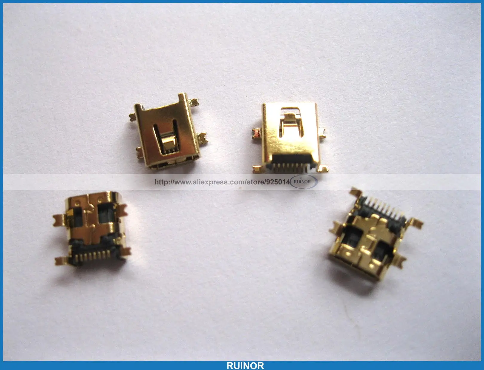 500 Pcs Mini USB Jack Female Connector 8 Pin SMT Gold Plated
