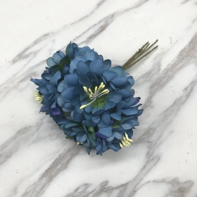 HINDJEF тычинки diy имитация шелка цветок розы Подсолнух букет ручной работы искусственный цветок голова гирлянда корсаж - Цвет: blue