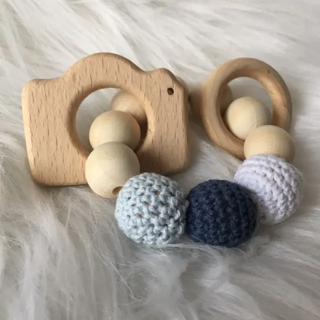 US $4.50 1pc Beech Camera Bracelet Sensory Chewing Toys Baby Rattle Infant Feeding Strengthen Teeth DIY Craf