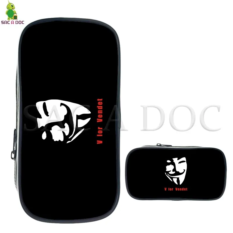 

V for Vendetta Cosmetic Bag Superhero Large Pencil Box Kids Stationery School Supplies Purses Women Men Makeup Bags
