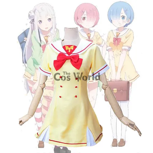 

Re Zero Remu Ramu Emilia School Uniform Dress Outfits Anime Cosplay Costumes