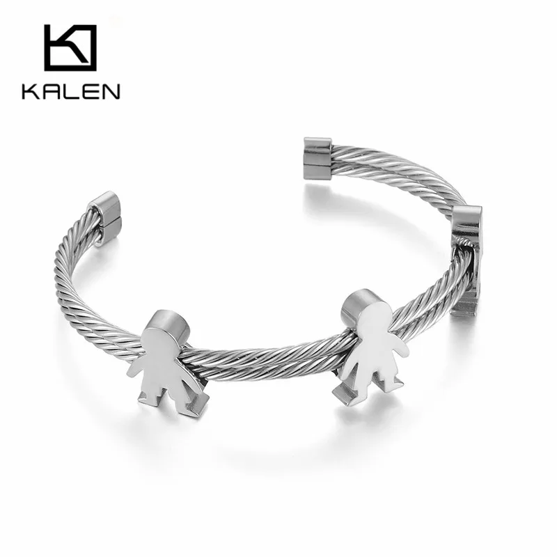Kalen, индийские золотые браслеты-манжеты для женщин, нержавеющая сталь, мультяшный браслет для мальчиков и девочек, браслет с подвесками, ювелирные изделия, аксессуары, подарок на день рождения