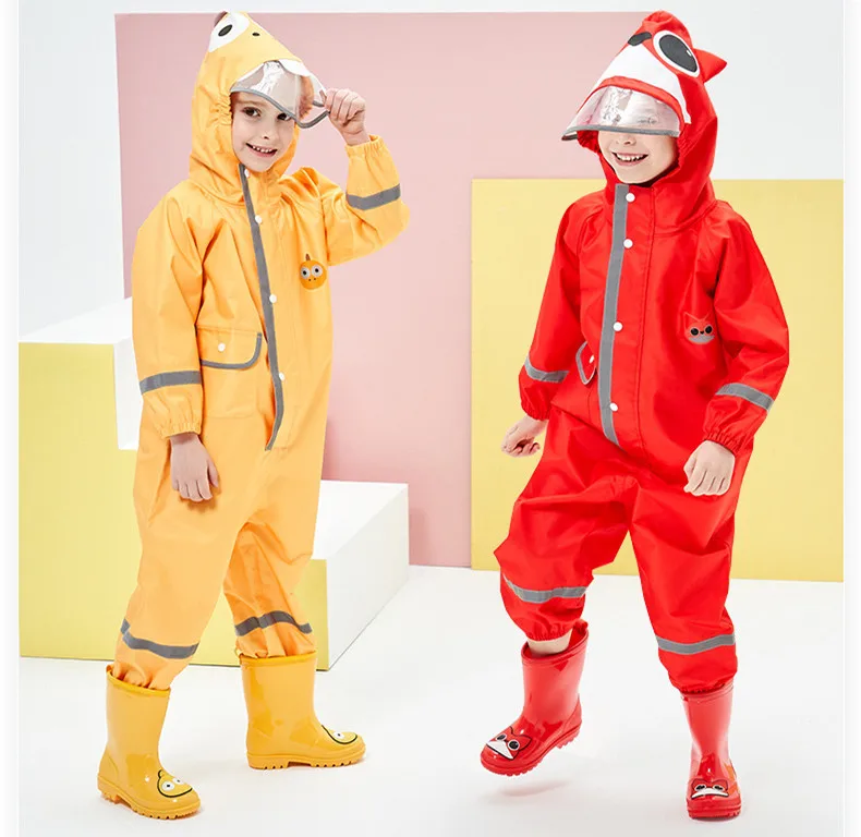 Детский плащ-дождевик с героями мультфильмов, детский спортивный костюм, непромокаемая одежда с капюшоном, Комбинезоны для маленьких мальчиков и девочек возрастом от 2 до 10 лет