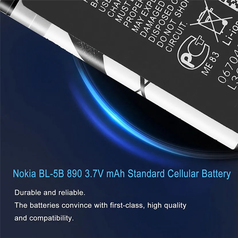 Специальная 3,7 V 890 mAh BL-5B BL5B аккумуляторная батарея для Nokia N90 3230 5300 5070 6121 6080 Li-on Батареи