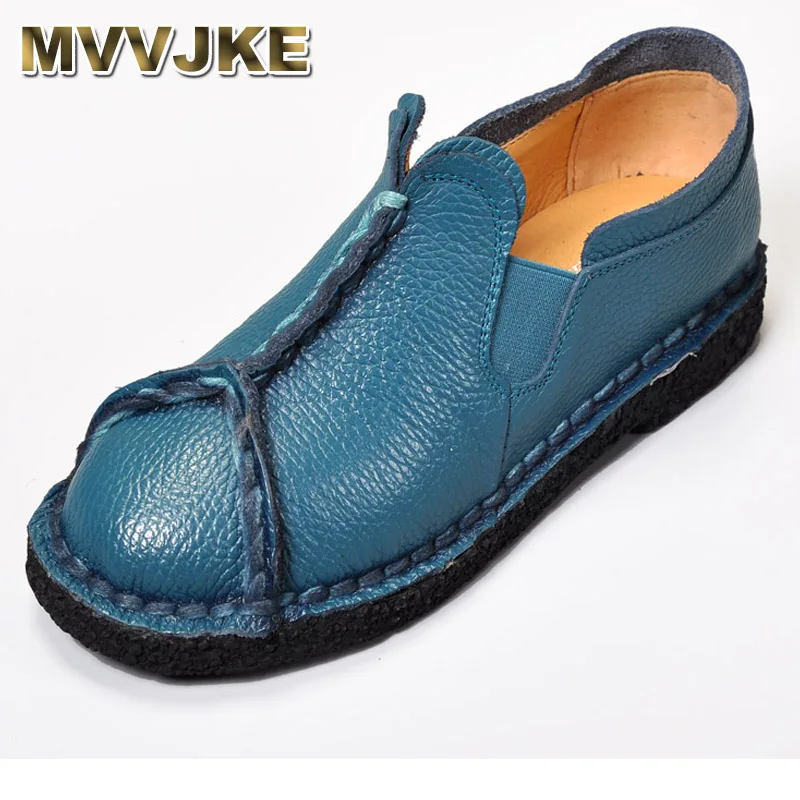 

MVVJKE 2018 Spring and autumn handmade women's shoes national genuine leather shoes casual shoes soft cowhide female flats E118