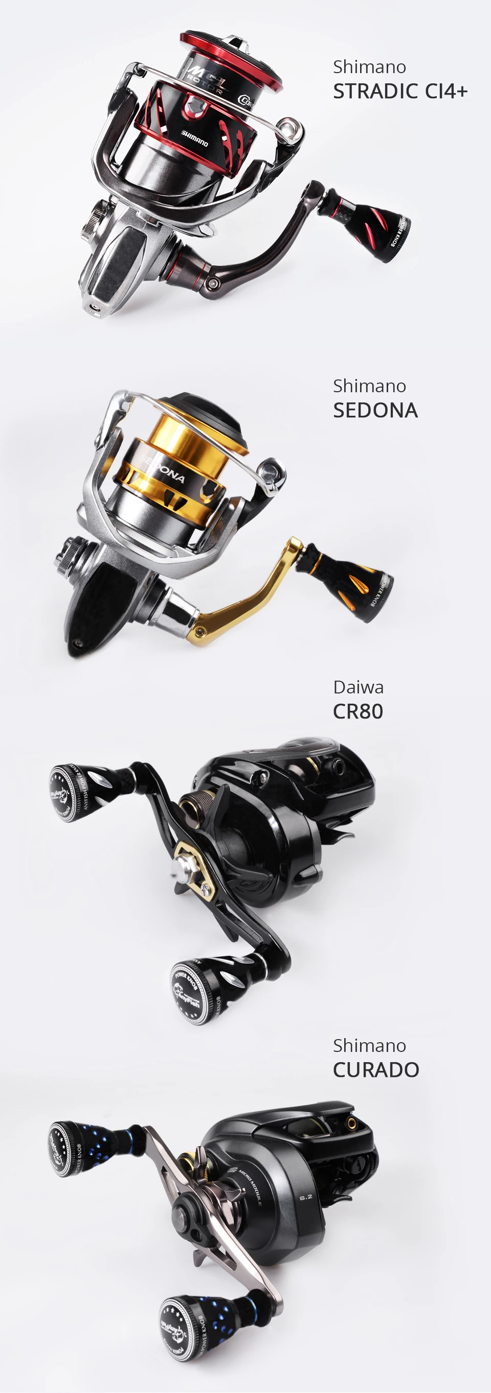 ANYFISH силовая Ручка Катушка Ручка ручка для Shimano Stradic CI4 Curado Sedona Daiwa CR80 baitcasing катушка спиннинговые Катушки Снасти