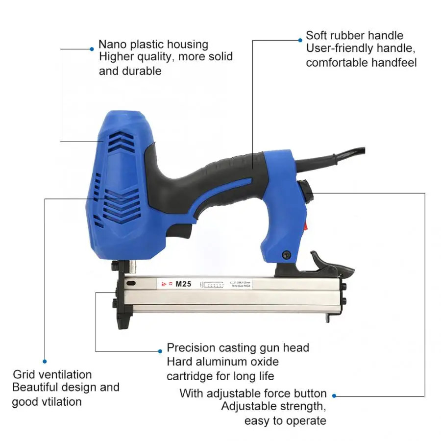 M25 Электрический гвоздь портативный Framing Nailer высокой мощности Деревообработка ногтей 220 В ЕС Plug