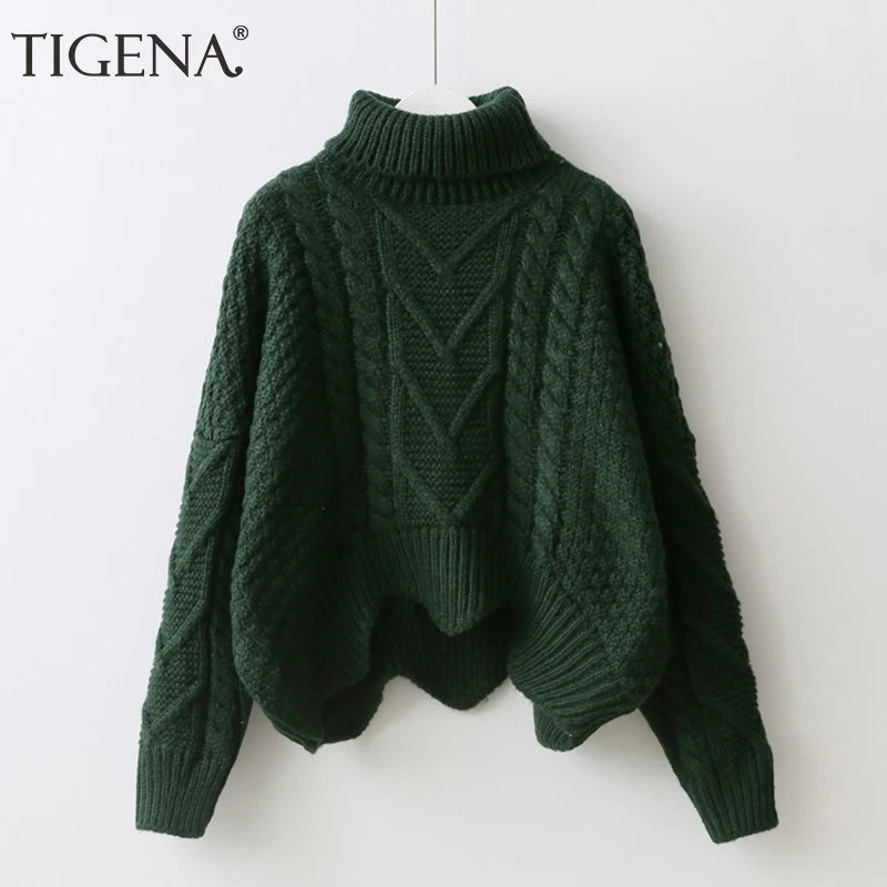 Женский теплый водолазка TIGENA, вязаный свитер с длинным рукавом, джемпер для женщин на зиму