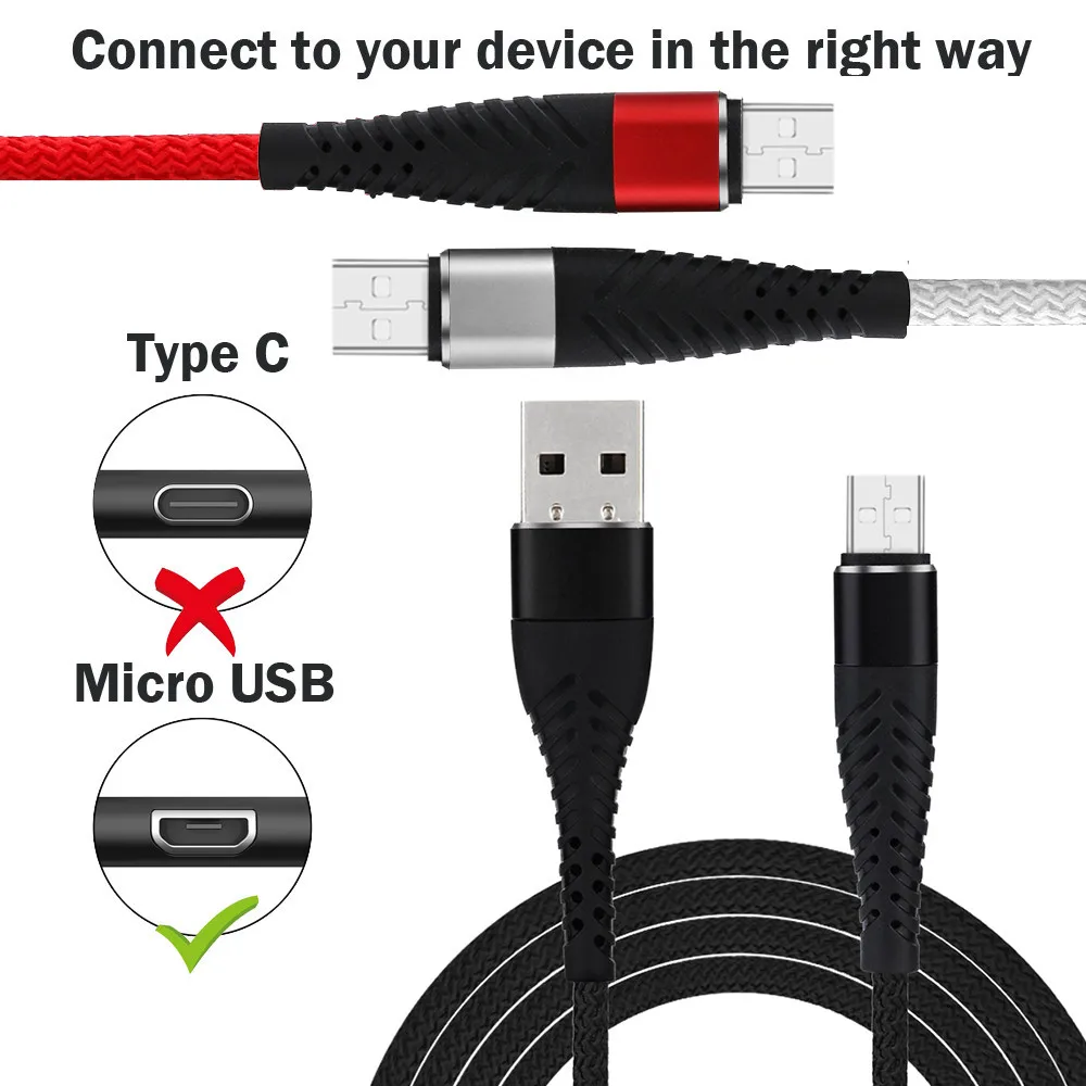 

Micro USB Fish Tail Braided Durable Cable Data Fast Charging For Android Phone for Google Pixel 3 XL