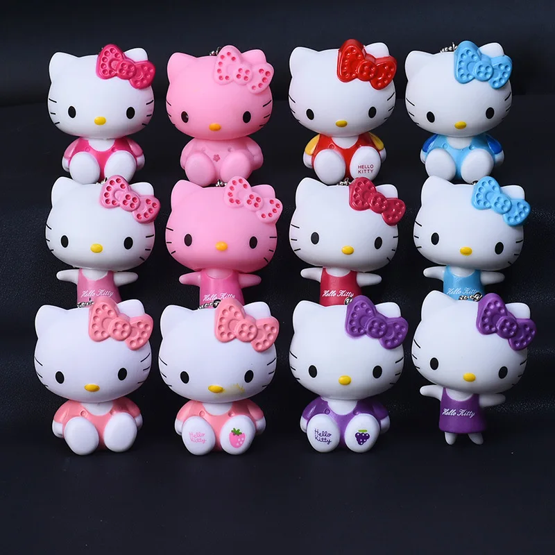 

Cute Cartoon Sitting and Standing Cat Hello Kitty Doll Keychains KT Key Ring Holder Charm Bags Diy Accessories Toys Key Chains