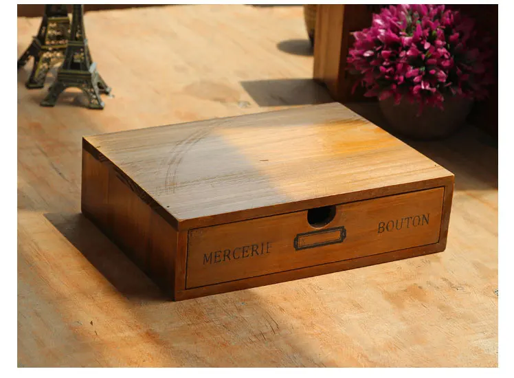 Креативная винтажная деревянная полка ящик стеллаж для мелочей шкатулка для драгоценностей Настольный деревянный декор полка для шкафа хранения