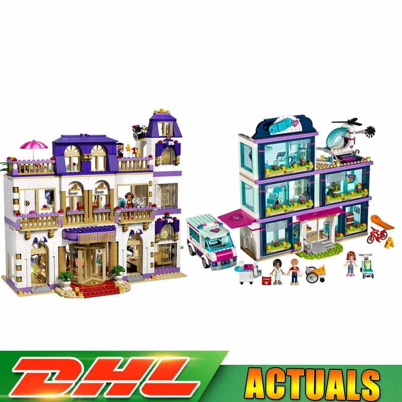 

Lepin 01039 The Heartlake Hospital +01045 The Heartlake Grand Hotel Building Blocks Brick Toys Compatible LegoINGlys 41318 41101