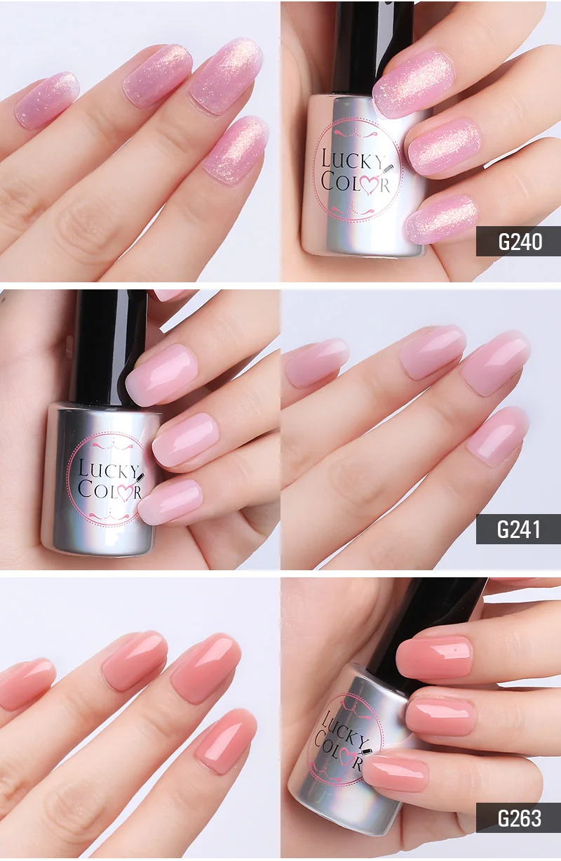 Lucky color Nude УФ гель лак для ногтей розовый долговечный замачиваемый светодиодный лак для маникюра красоты DIY гель лак для ногтей Инструменты 9 цветов 10 мл