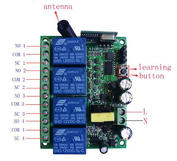 AC110V 220V 230V 10A реле 4CH 4 CH Беспроводной RF пульт дистанционного управления светильник 10A релейный выход Модуль радиоприемника+ передатчик