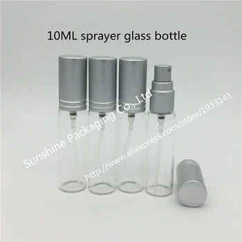 

Free Shipping 500Pcs/lot 10ml Glass Spray Bottles, 10CC Glass Perfume Bottle With Silver Cap, Travel Packing Container