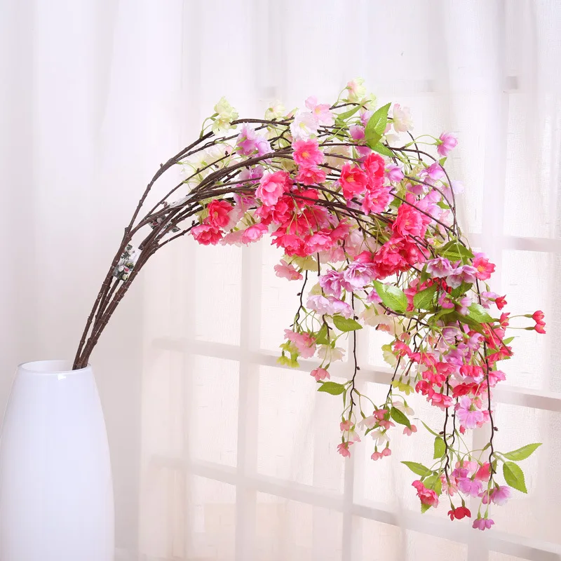 New Artificial flowers Cherry Blossoms Willow Twigs plastic Simulation