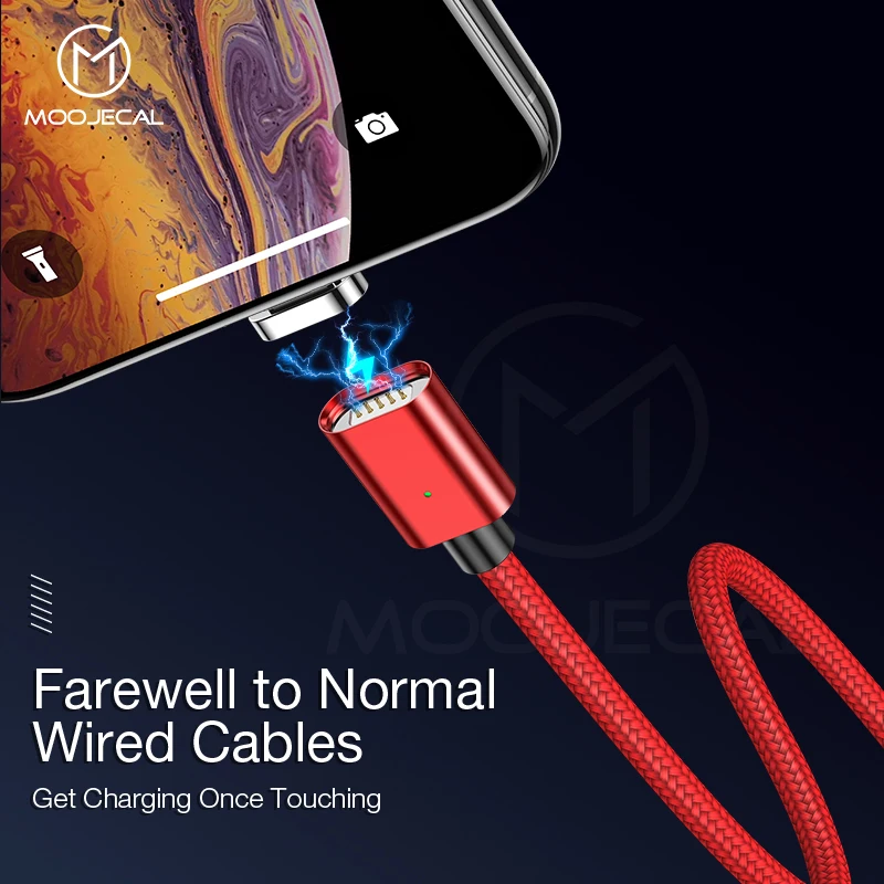 MOOJECAL, магнитный кабель USB кабель с нейлоновой оплеткой Магнит Micro USB кабель для быстрой зарядки и передачи данных линии Зарядное устройство для подключения кабеля к кабелю для Xiaomi samsung Android