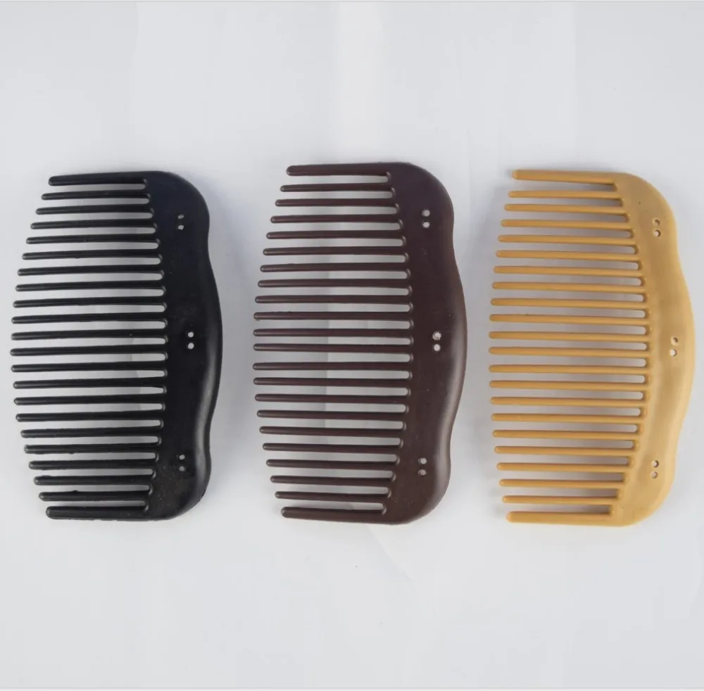 

100pcs/lot plain hair comb without beads with curvy sides high quality plastic diy wooden magic comb accessory interlock comb