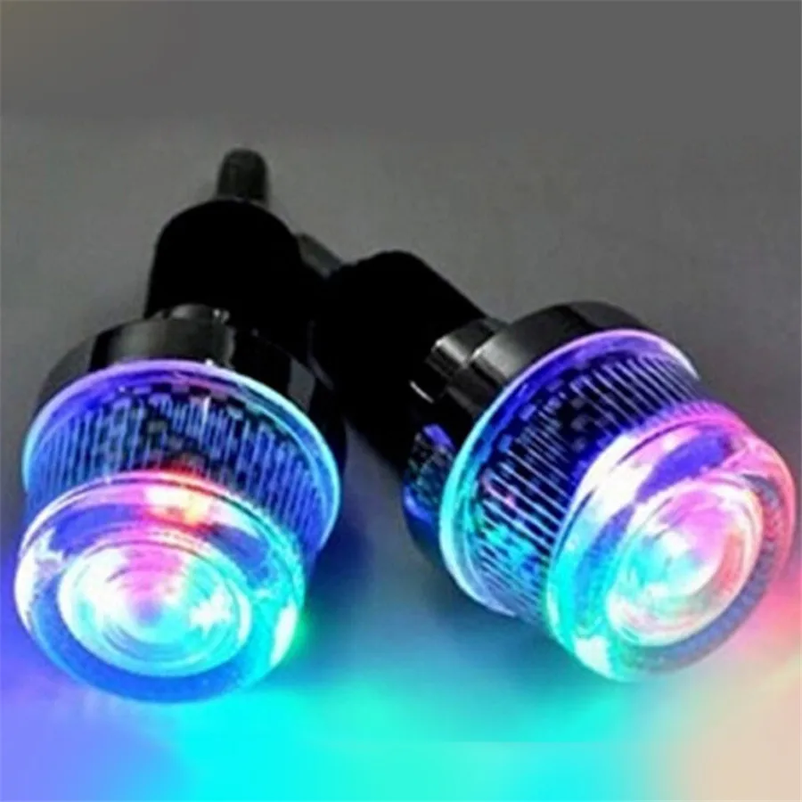 2 x Bike Bicycle Motorcycle Handlebar End LED Plug Light with RGB LED