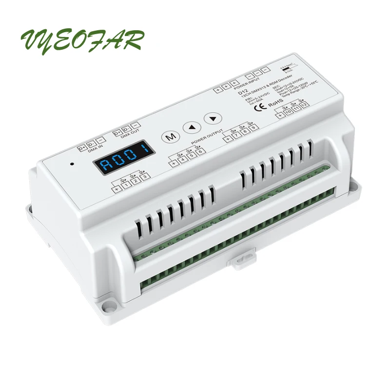 Светодиодный декодер DMX 12 В постоянного тока 24 5 А каналов макс. 60 1440 Вт выход RGB