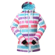 free shipping women new style ski jacket stripe snowboard suit windproof warm ski jacket