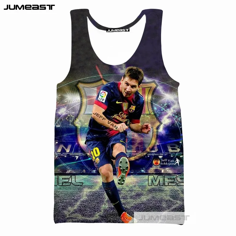 Jumeast бренд моды 3d печатных Lionel Messi мужские/женские топы супер Футбол Звезда Унисекс Без Рукавов Рубашка гусарский жилет