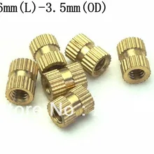 100 шт латунные накатные гайки M2.5x6mm(L)-3,5 мм(OD) метрическая резьба вставка