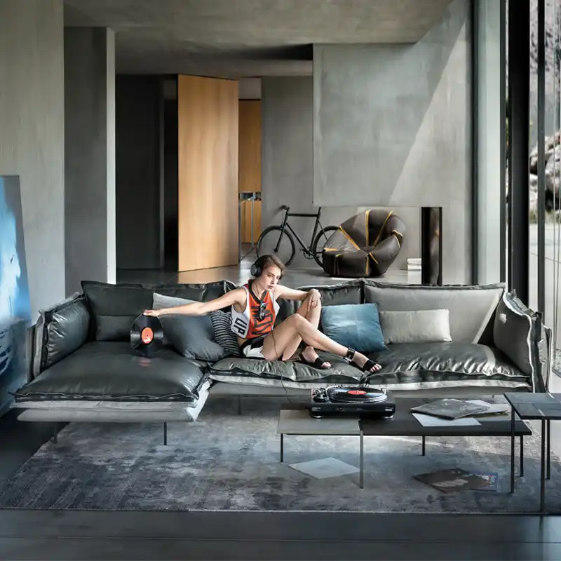 Light Luxury Microfiber Leather Sofa Velvet Down Living Room Microfiber Leather Sofa Velvet
