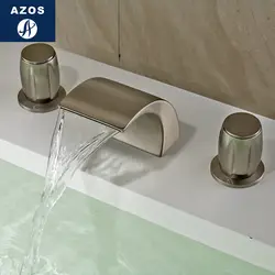 Azos Разделение FaucetWaterfall водопад латуни Никель щеткой холодной и горячей переключатель Континентальный ниже счетчик бассейна Ванная