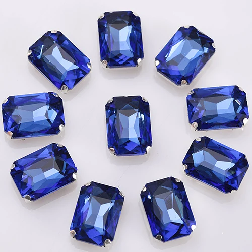 Декоративные прямоугольные стеклянные sew On Stone с когтями свободные креативные отражающиеся изделия драгоценные камни с разноцветными кристаллами для Костюмы 10 шт. S073 - Цвет: Light Blue
