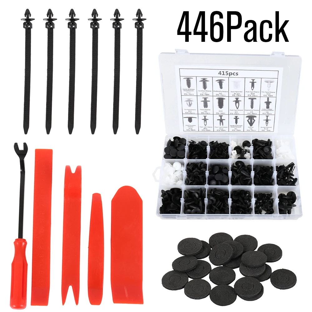 

446 Pack Plastic Retainer Clips Fasteners Kit with Removal Tool for Bumper Bar Trim Panel Dashboard Replacement