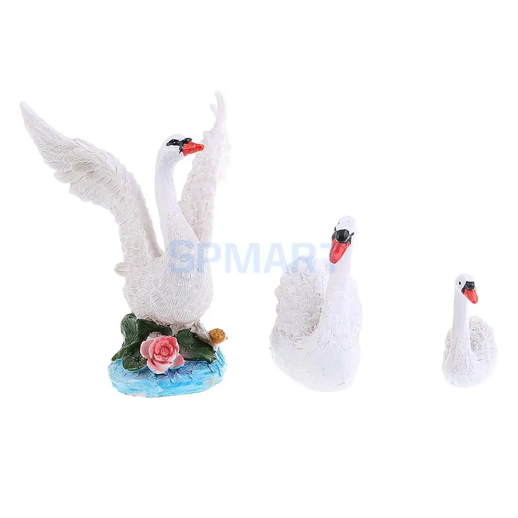 Indoor Outdoor Garden Decor Resin Swan Family Figure for Backyard Decoration