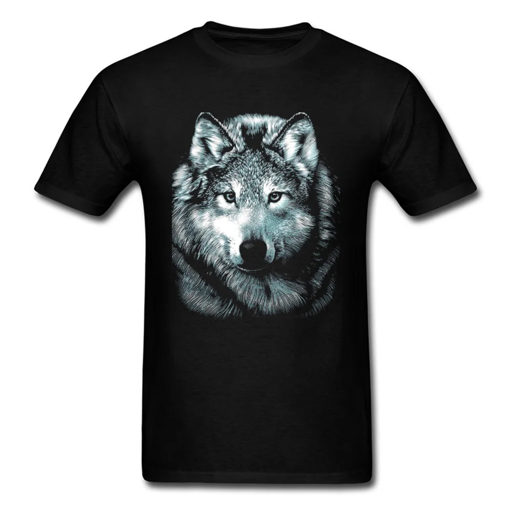 Wolf Face 12897 Short Sleeve Tops Shirts Round Neck 100% Cotton Fabric Men Top T-shirts Crazy Clothing Shirt Retro Wolf Face 12897 black