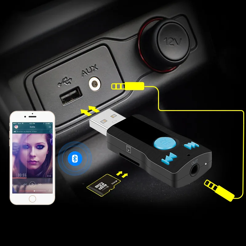 Автомобильный комплект Aux ресивера адаптер USB Bluetooth аудио Handsfree стерео Mp3