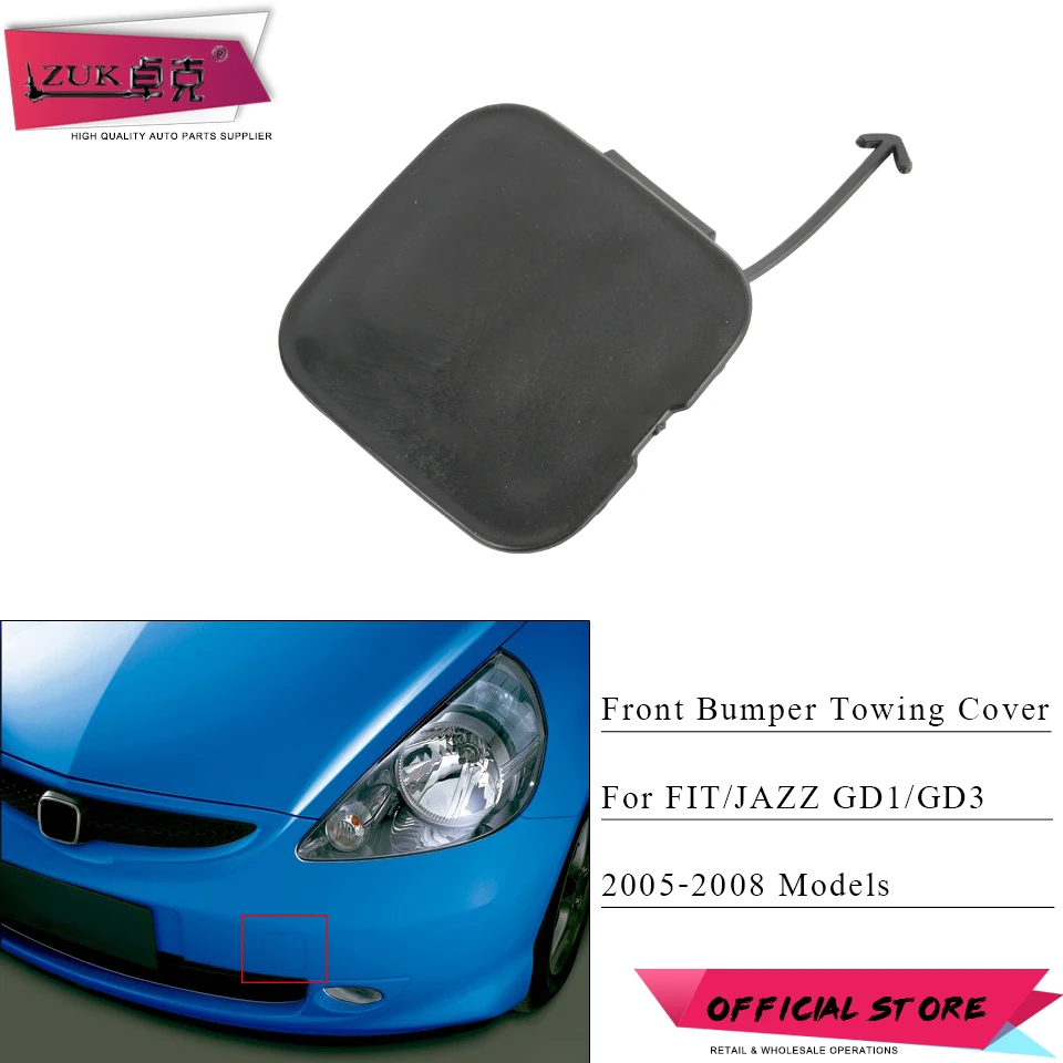 ZUK передний бампер Буксировочный Крюк Крышка для HONDA FIT JAZZ 2005 2006 2007 2008 GD1 GD3 OE#71104-SAA-900 базовый цвет