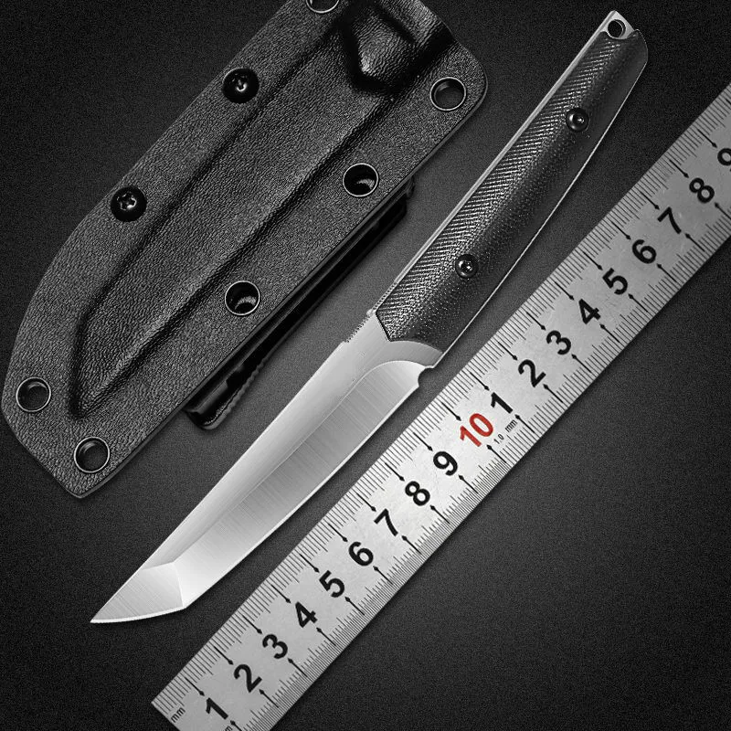 

The army fixed vg-10 blade t-head hunting multifunction outdoor mini straight knife combat training portable defense EDC