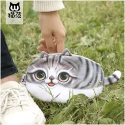 Бесплатная доставка! 1 лот = 8 шт.! 3D Творческий Кот из мультфильма плюшевый Кошелек/монета с животными сумка/милый тканевый