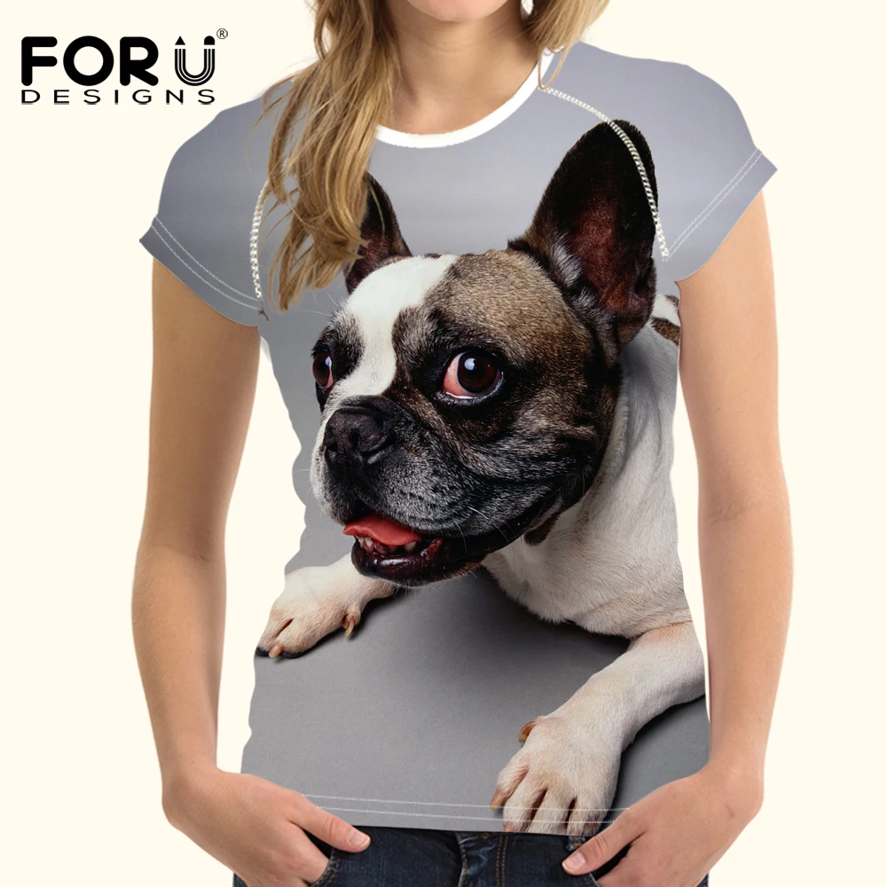 Футболка FORUDESIGNS SharPei для женщин летние эластичные облегающие повседневные