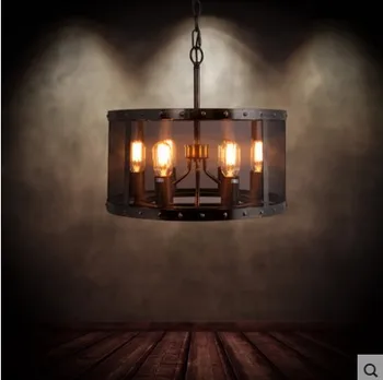 

Style Loft Vintage Industrial Lighting Pendant Light Fixtures with 6 Lights Metal Lampshade American Country Retro Lamp for Home