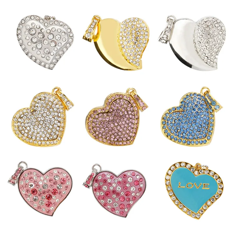 

usb flash drive 64gb 8gb 4gb metal pendrive 16gb usb 2.0 precious stones with chain Pen drive 32gb u stick 128gb free print name