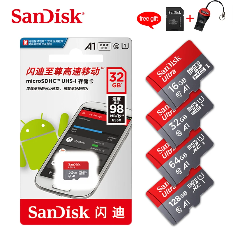 Карта памяти SanDisk 32 ГБ micro sd карта 128 Гб 64 Гб tarjeta micro sd 16 ГБ tf карта класса 10 Флэш-карта