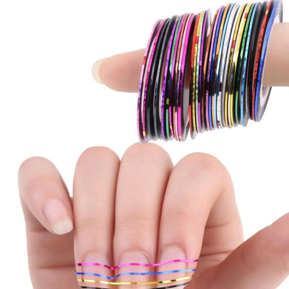 2016新しいファッションステッカー釘10ピース混合色ロールスストライピングテープラインdiyのネイル