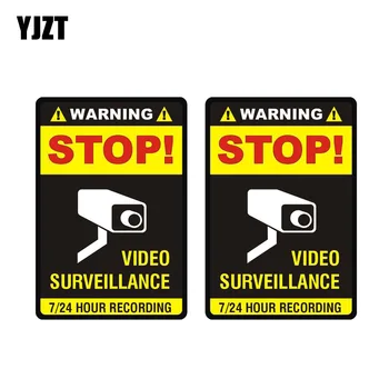 

YJZT 2X 7.1CM*10.2CM Warning Stop Video Surveillance Car Sticker Decal PVC 12-0909