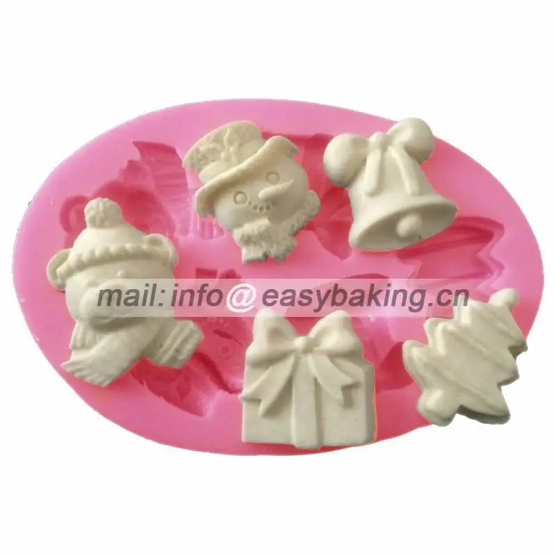 Fondant Cake Decorating Tools  Christmas Silicone Mold Christmas Tree Bell Gift Candy Chocolate Soap Mold