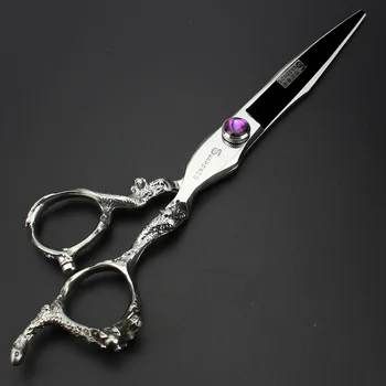 

New design purple gem 7 inch hairdressing scissors faucet handle hairdresser professional hair styling tool high quality salon