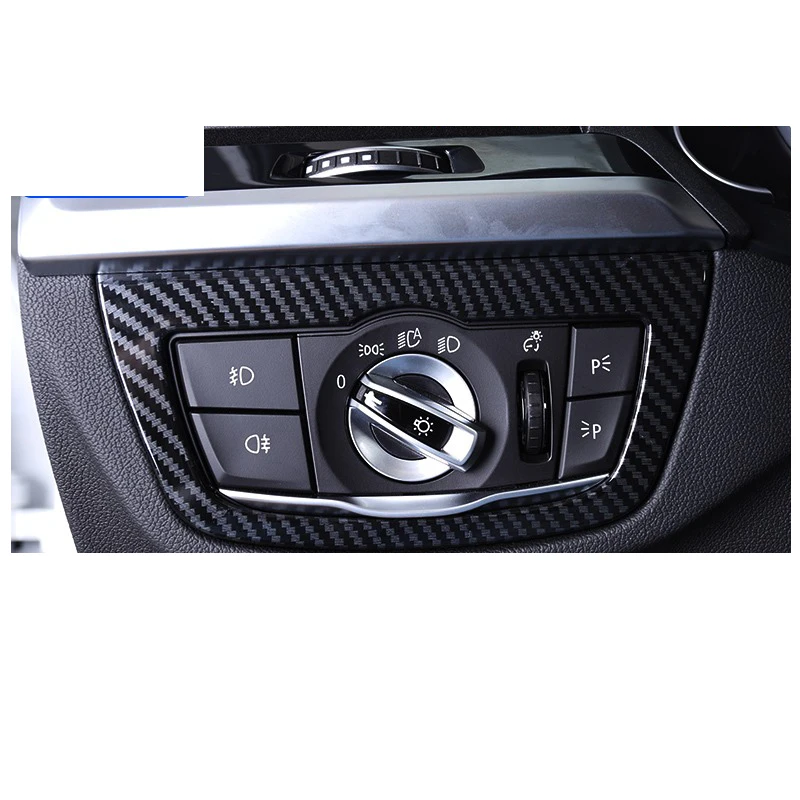 

Lsrtw2017 Carbon Fiber Abs Car Interior Headlight Switch Button Trim Frame for Bmw X3 2018 2019 2020