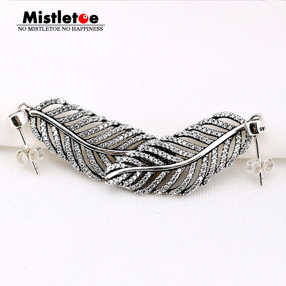 

Authentic 925 Sterling Silver Light as a Feather, Clear CZ Drop Earrings Compatible with European Jewelry