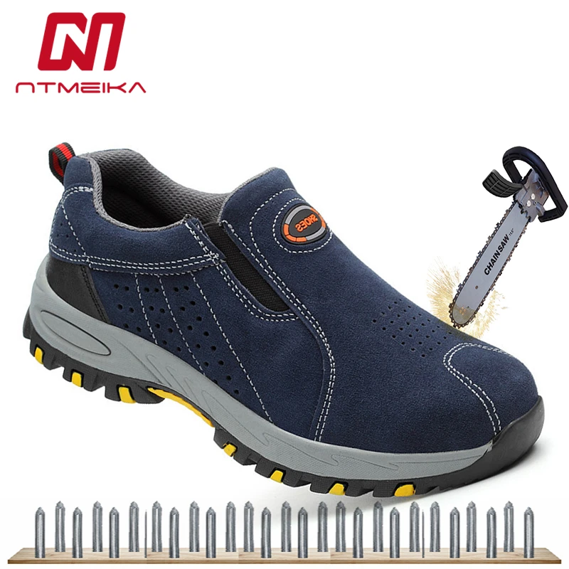 Cow Suede Men Work Safety Shoes Steel Toecap Safety Work Boots Men