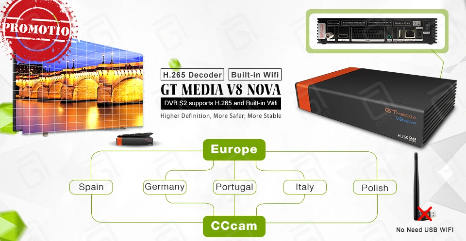 GOTiT GTMedia V7S FullHD Freesat спутниковый ресивер+ 1 год Европа CCcam-clines 1080P для Испании Германия Португалия VS Freesat V7