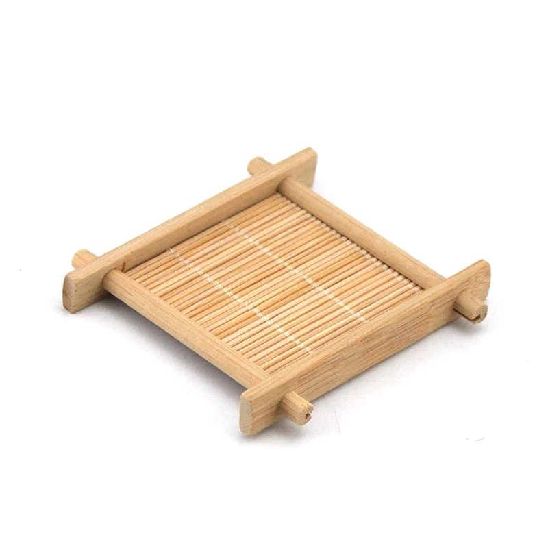

Mini Handmade Bamboo Cup Mat Accessories Table Placemats Coaster Coffee Cups Drinks Kitchen Product Mug Pads